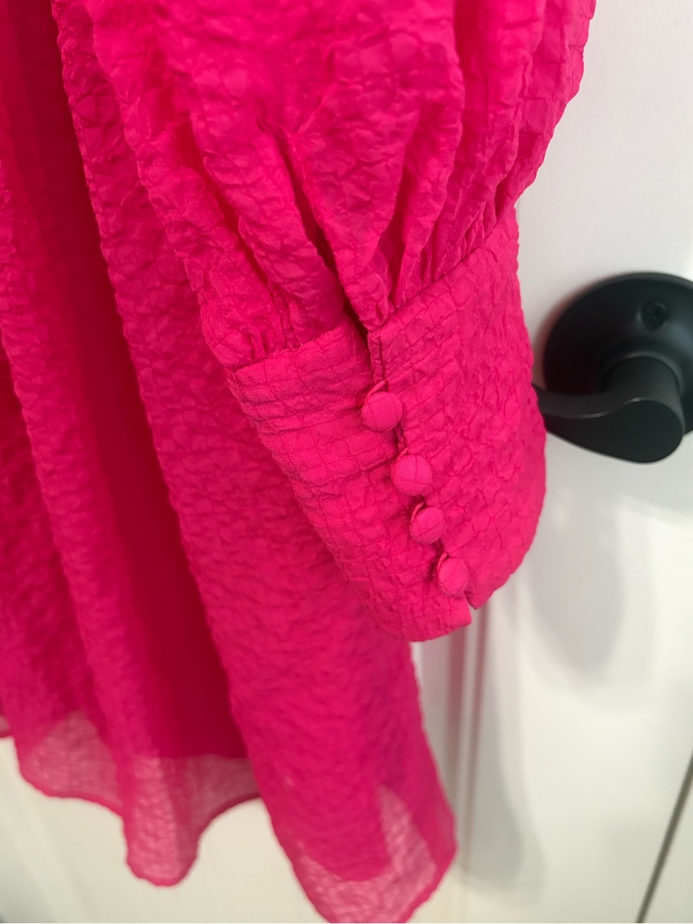 Trina Turk Fuchsia Long-Sleeve Gathered Waist Dress - Picture 4 of 5